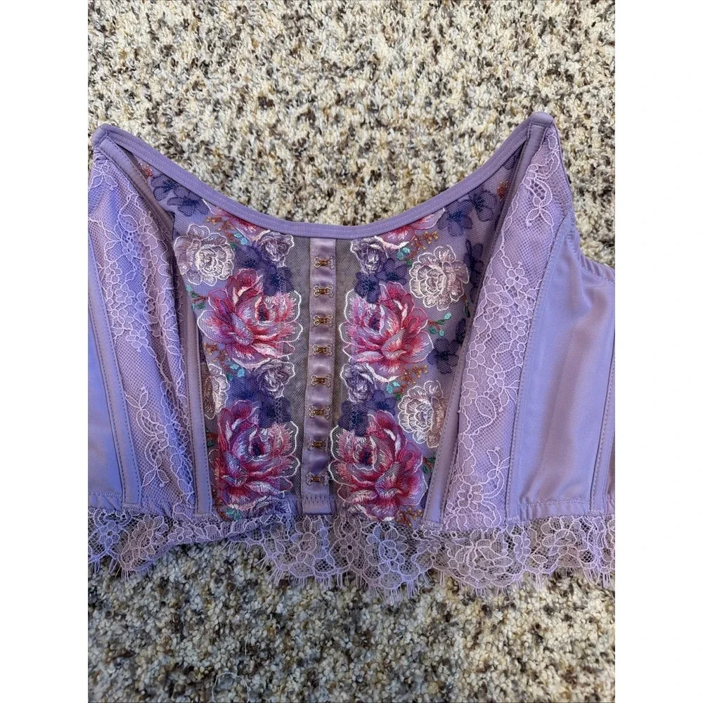 Victoria's Secret DREAM ANGELS Unlined Bustier Corset Top Bra floral Lilac S-DD